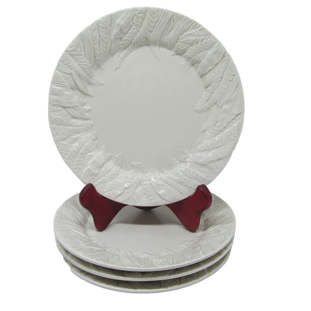 Fitz & Floyd Embossed Fern Leaf 8" Salad Plate Bundle of 4